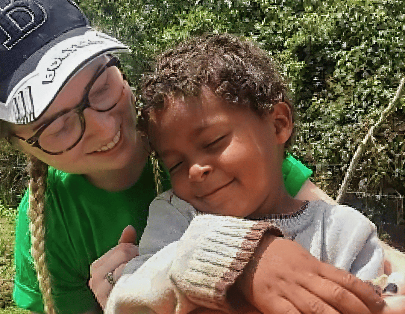 Volunteer with child